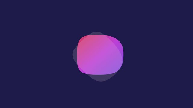 A vibrant pink and purple gradient blob shape on a dark blue background