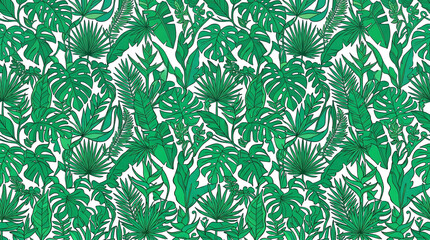 Fototapeta premium Tropical Jungle Leaves Seamless Pattern Design for Background
