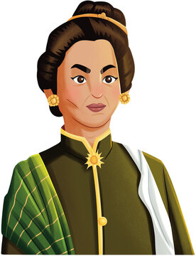 Indonesian National Hero Cut Nyak Dien Illustration