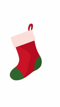 Vertical Set of Christmas Stockings with Snowflakes, Trees and Snowmen Flat Vector Illustration
