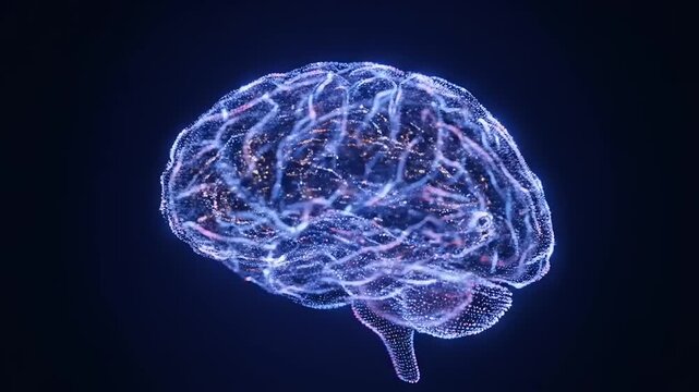Glowing Brain Anatomy Digital Illustration Rotating.