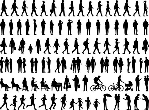 People silhouettes in elevation side view | Architecture people | silhouettes of people | 2D people | Section Elevation View | Architectural drawing people | characters