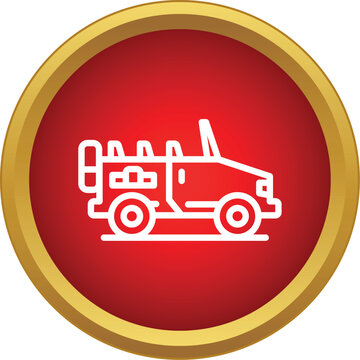 Safari jeep icon on a red background with a gold border