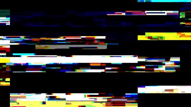 Digital glitch effect pixelated noise static distortion vhs artifact colorful signal interference