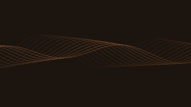 Abstract golden wave pattern created with glowing dotted lines on dark background