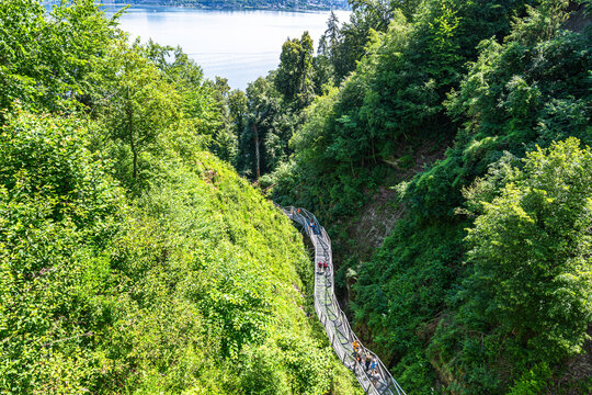 Panoramic walkway offers views of Marienschlucht gorge at Lake Constance near Konstanz, Germany, after 11-year closure