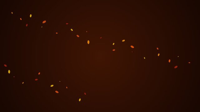Gently falling autumn leaves floating against a dark brown background