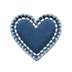 Obraz premium Blue denim heart patch with white stitching