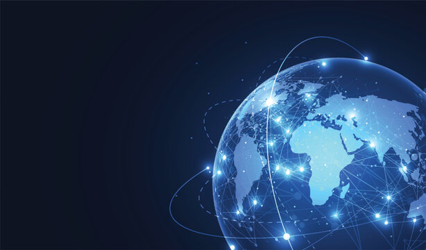 Worldwide digital communication network and big data transfer concept