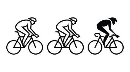 Obraz premium Bicycle icon set showing cyclists in professional race posture