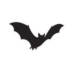 Fototapeta premium Black bat silhouette, flying mammal icon, Halloween symbol, nocturnal animal isolated on White Background