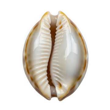 Small white cowrie shell from the beach