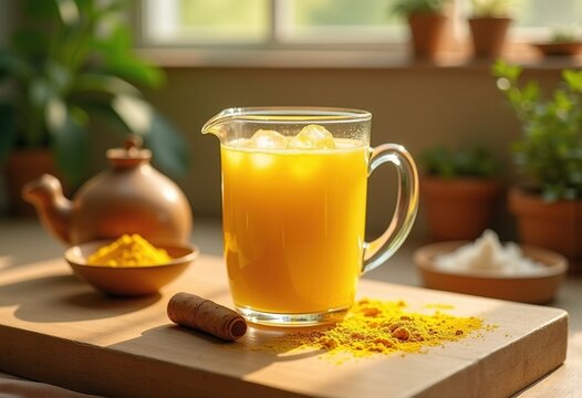 Golden Turmeric Latte Elixir Vibrancy Within Holistic Wellness Studio Serenity Inspired by Nature's Wisdom
