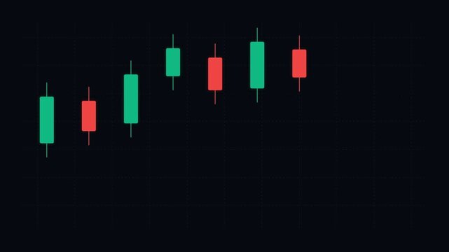 Minimalist representation of two candlestick charts on a dark background