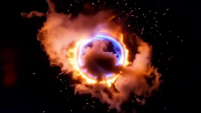 Fiery Energy Portal with Electric Lightning Creating a Futuristic Sci-Fi Gateway