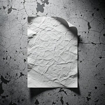Crumpled paper on cracked wall background texture