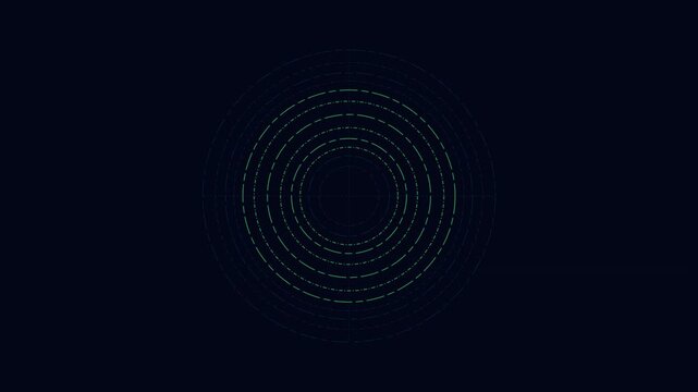 Minimalist glowing cyan circular target design on a solid black background