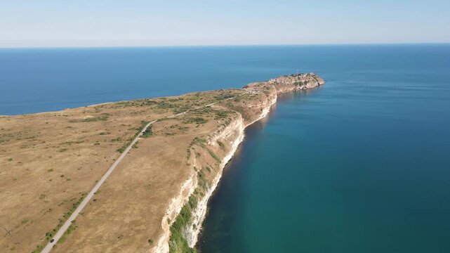 Aerial view of Black sea coast near Kaliakra cape, Dobrich Region, Bulgaria