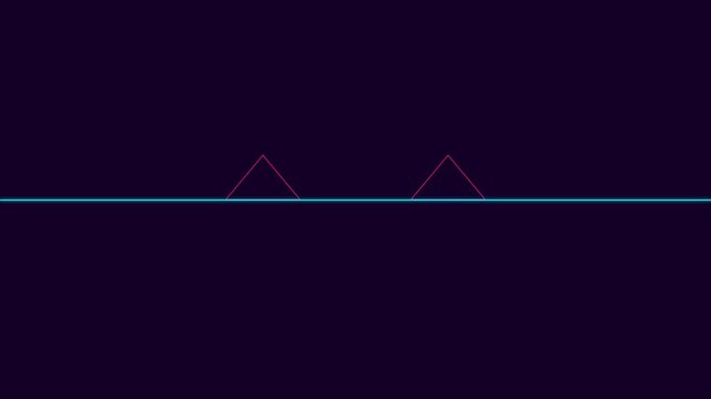 Minimalist geometric illustration featuring two red triangles on a blue line