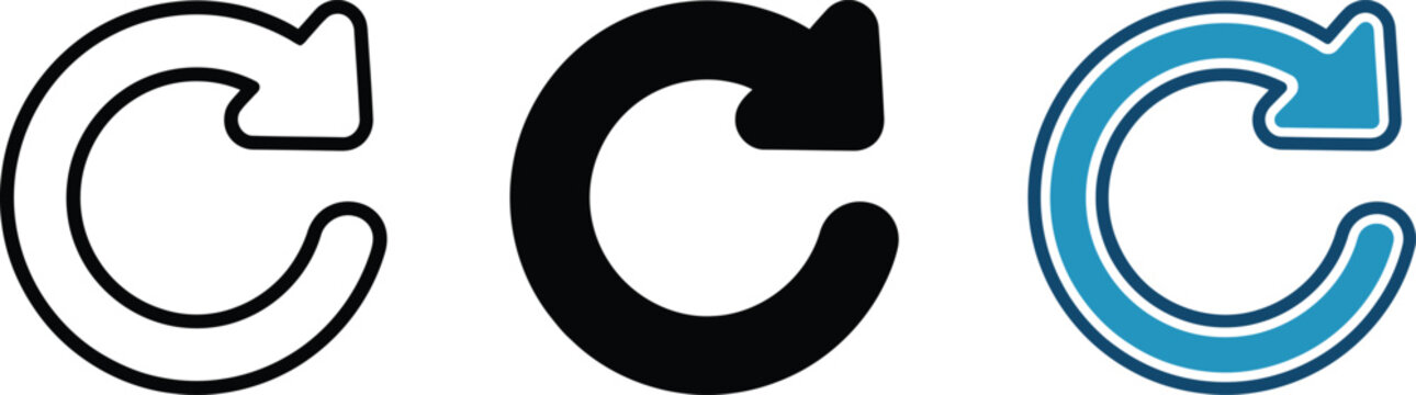 refresh icon with curved arrow and circular shape featuring symbol, design, concept
