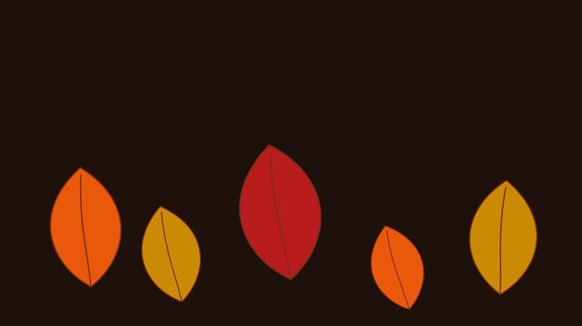 Minimalist illustration of colorful autumn leaves on a dark background