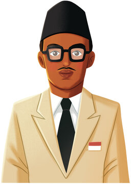 Indonesian National Hero Wage Rudolf Supratman Illustration