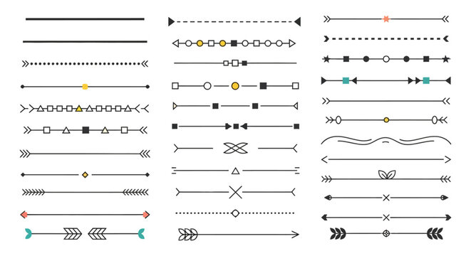 Collection of Decorative Line Dividers and Ornaments.
