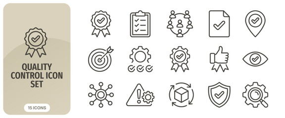 Fototapeta na wymiar Quality control icon set thin line icons for business, management, and production process vector illustration