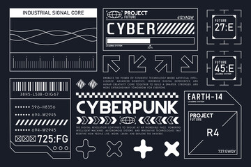 Naklejka premium Cyberpunk futuristic user interface elements set