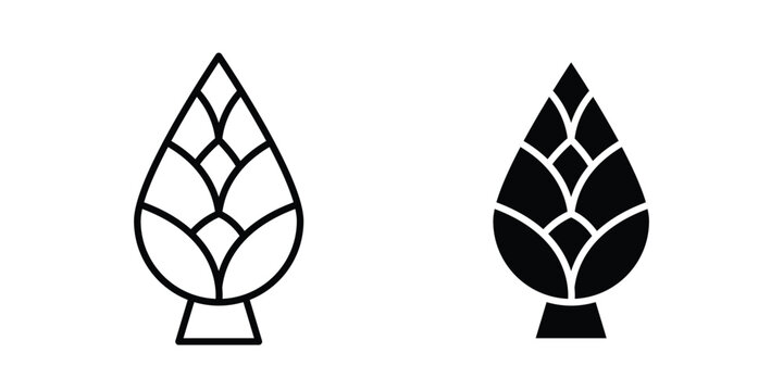 Fir cone icon outline elements set