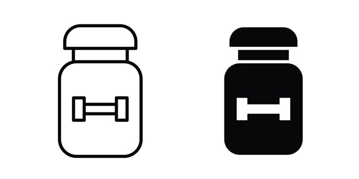 Fitness supplement icon outline elements set