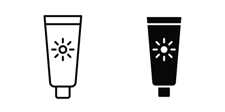 Sunscreen icon outline elements set