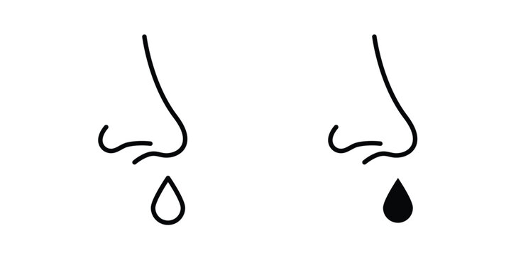 Runny nose icon outline elements set