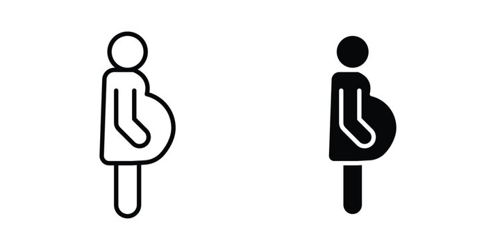 Pregnant woman icon outline elements set