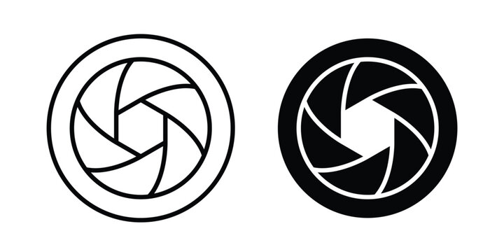 Camera shutter icon outline elements set