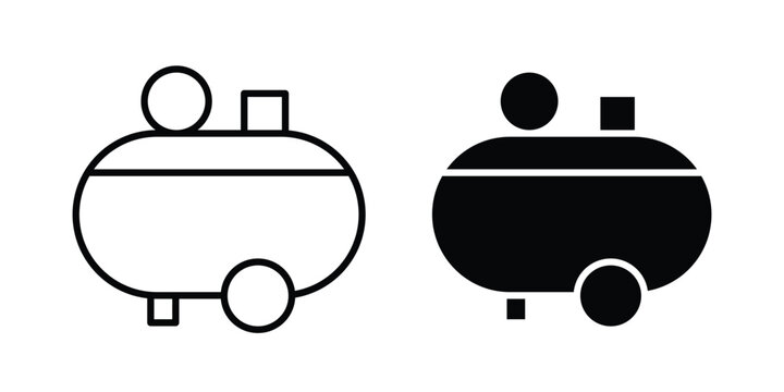Air compressor icon outline elements set