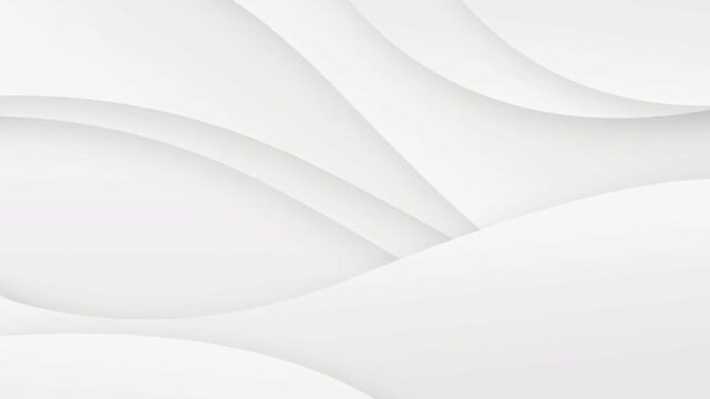 Minimalist white abstract background with elegant, moving, wavy paper cut layers