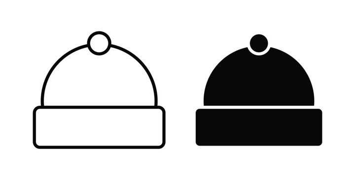 Beanie icon outline elements set
