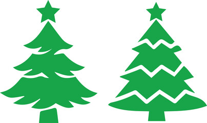 Obraz premium Two green christmas trees with star tops illustration Vector