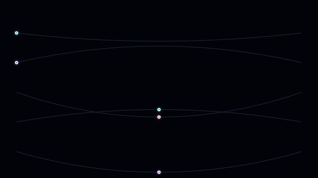 Abstract geometric visualization of intersecting elliptical orbital paths