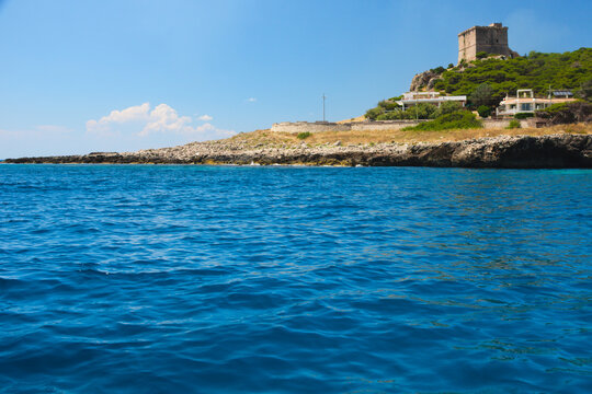 Ionian sea and Torre Santa Maria dell'Alto, also known as Torre dell Alto (Dell'Alto watchtower) Nardo', Apulia Region, Italy