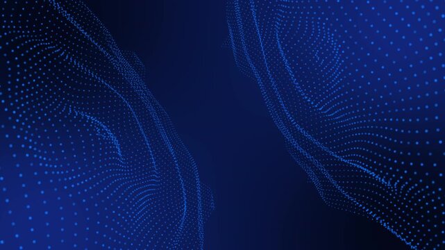 Abstract glowing wave of particles and dots moves