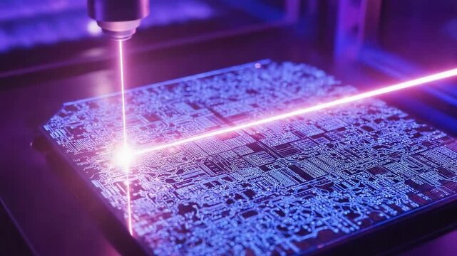 Simulation of silicon wafer surface changes during etching process with rapid color and pattern shifts