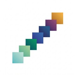 Fototapeta premium Minimalist financial Vector-style illustration of an abstract diagonal ladder of geometric squares showing incremental growth and micro-savings on a white background