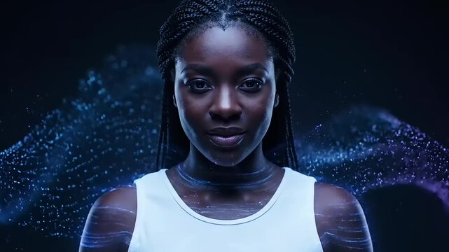 Woman with Braids and White Tank Top.