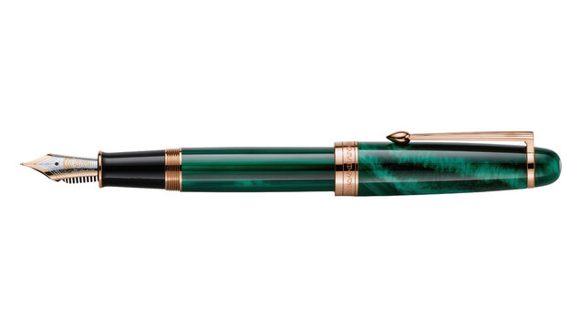 Luxury green marbled fountain pen with gold accents