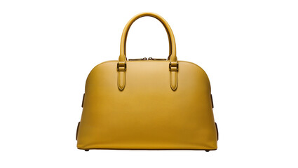 Yellow leather dome handbag with top handles and zipper © Laura