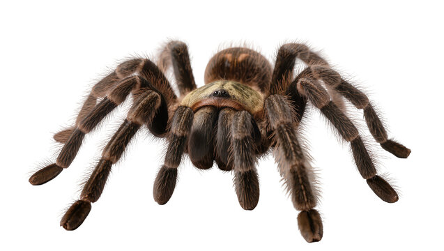 Fuzzy brown tarantula spider with eight legs
