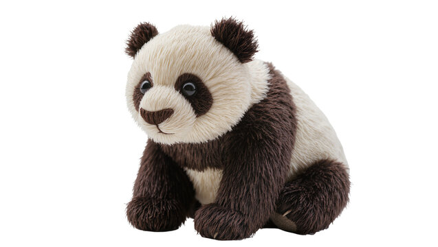 Fluffy plush panda toy sitting