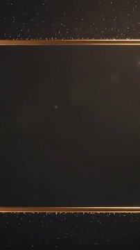 Vertical video: Forming two golden bands as corner sparks appearing on dark backdrop framing canvas